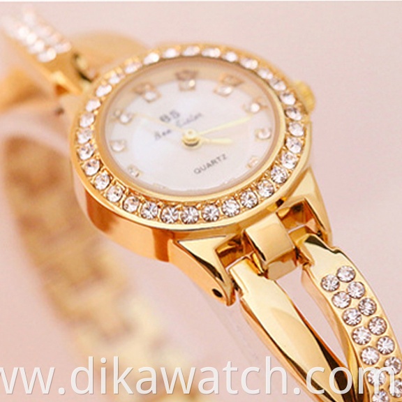 BS 2019 Quartz Casual Wristwatches Women High-end Linked List Custom Full Diamond Watch Quartz Watch Stainless Steel FA1531